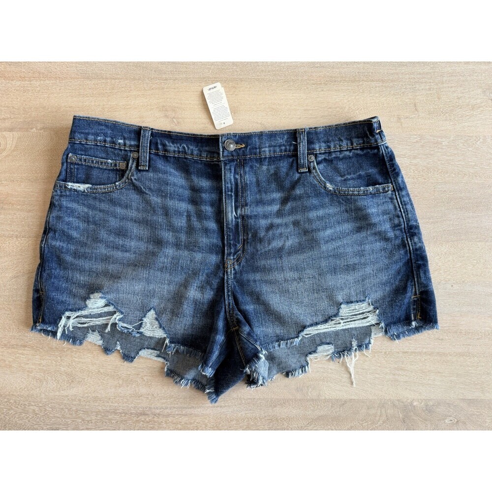 Aerie NWT Daydream Denim Short Elastic Waist Stretchy Shorts Medium Wash XL - Picture 3 of 7